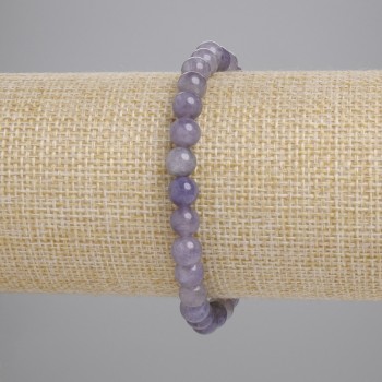 Bracciale in iolite con sfere lisce, diametro 6 mm, lunghezza 18 cm, elastico
