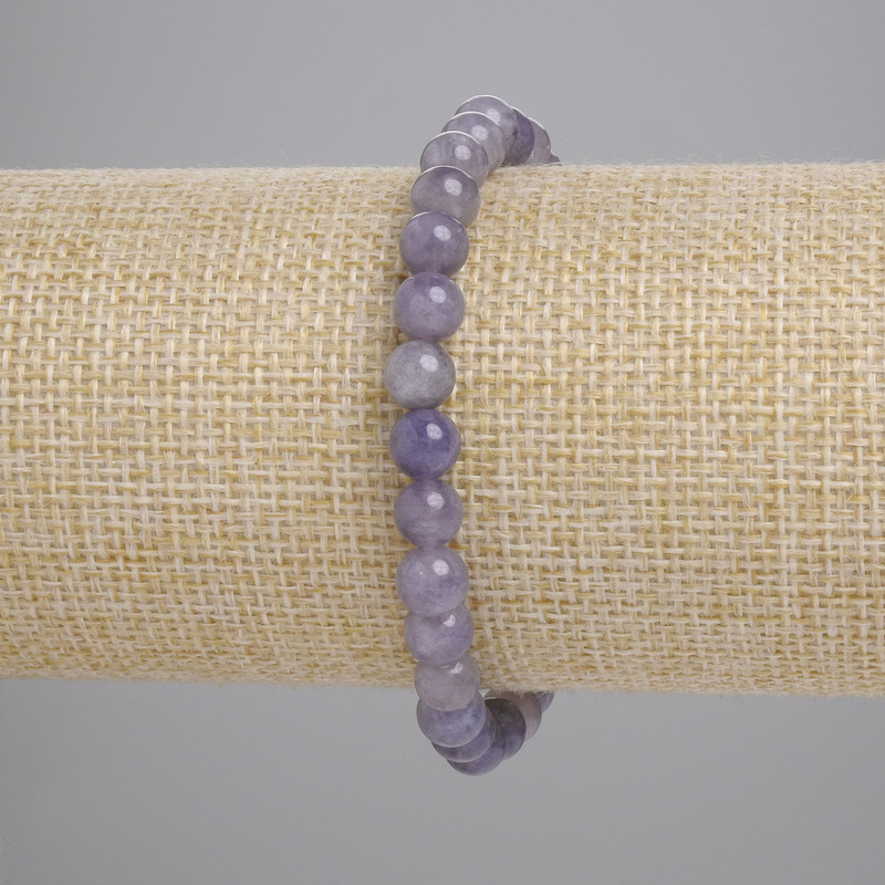 Bracciale in iolite con sfere lisce, diametro 6 mm, lunghezza 18 cm, elastico