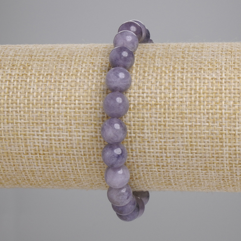 Bracciale in iolite con sfere lisce, diametro 8 mm ±, lunghezza 18 cm ±, elastico