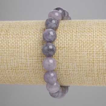 Bracciale in iolite con palline lisce, diametro 10 mm ±, lunghezza 18 cm ±, elastico