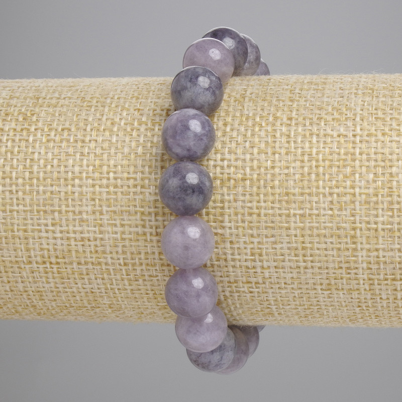 Bracciale in iolite con palline lisce, diametro 10 mm ±, lunghezza 18 cm ±, elastico