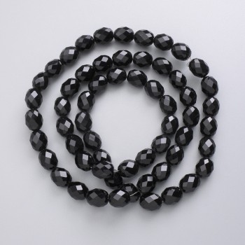 Perline Cristallo Boemo su filo nero opaco, grano sfaccettato, diametro 9,5×8 mm + -, lunghezza 56 cm +