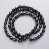 Perline in cristallo Boemo su filo, nere opache sfaccettate, diametro 8×6 mm + -, lunghezza 56 cm +