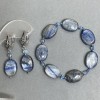 Set di gioielli con cinianite ovale 17×13 mm ±, topazio sfaccettato cubo 3,5 mm ±, ematite sfaccettata pallina da 2 mm