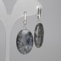 Orecchini larvikite ovale 30×20 mm +-, lunghezza 55 mm+