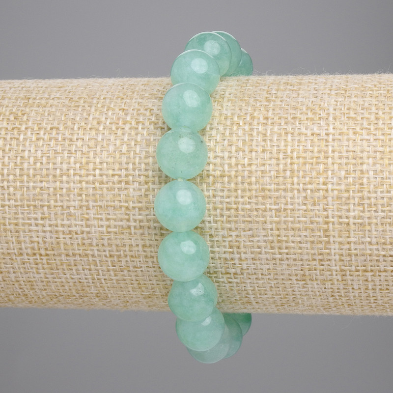 Bracciale in amazonite con sfere lisce, diametro 10 mm ±, lunghezza 18 cm ±, elastico