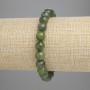 Bracciale in giadeite con perle lisce, diametro 8 mm, lunghezza 18 cm, elastico