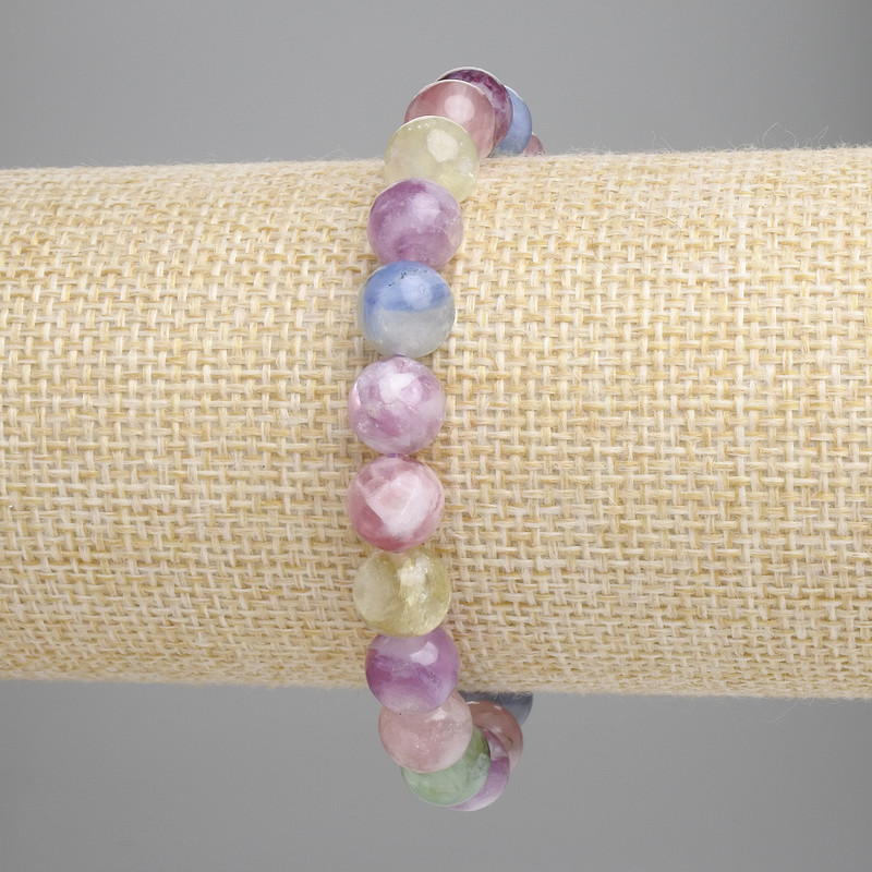 Bracciale Lepidolite sfere lisce, diametro 8 mm ± (elastico), lunghezza 18 cm+