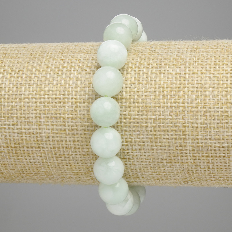 Bracciale Angelite con palline lisce da 10 mm, lunghezza circa 18 cm, elastico