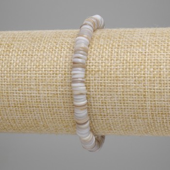 Bracciale con conchiglia Scafarca a rondelle, diametro 6x1-1,5 mm, lunghezza 18 cm +/- elastico