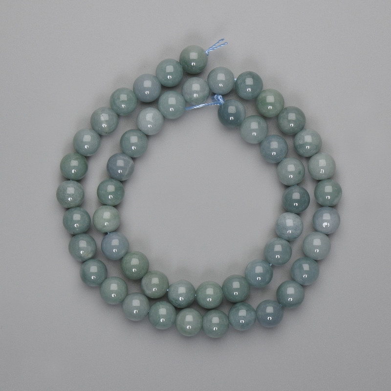 Perline di giadeite lisce a sfera 8 mm +-, lunghezza 38 cm+-