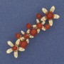 Spilla «Fiorellini» con corniola dorato metallo 55×17 mm+