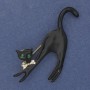 Spilla Gatto nera smaltata con strass