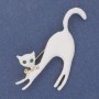 Spilla «Gatto» bianca con smalto e strass