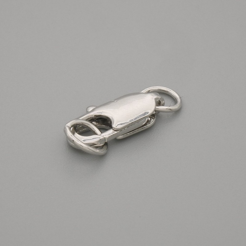Prezzo per 1 pezzo. Chiusura moschettone colore argento 13×5 mm