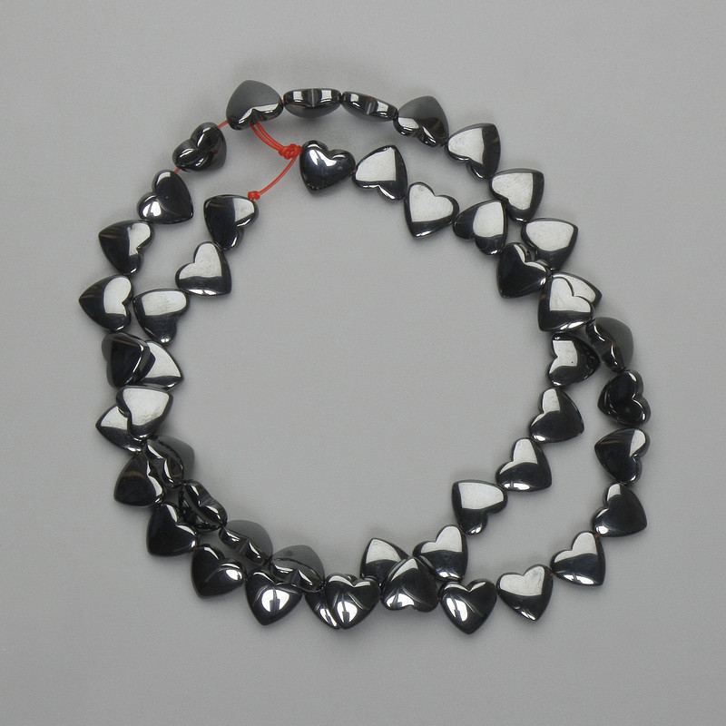 Perline di ematite a forma di cuore 8×8 mm, lunghezza circa 40 cm