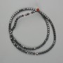 Perline di ematite sfaccettate 3x3 mm, lunghezza circa 39 cm