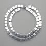 Perline di ematite a cubo 6x6 mm +- colore argento, lunghezza 40 cm+