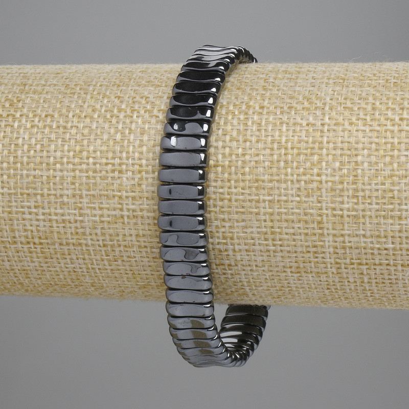 Bracciale in ematite - maglie 3x10 mm ±, elastico, lunghezza 18 cm ±