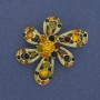 Spilla «Fiore» con strass, metallo dorato 46x47 mm+