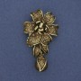 Spilla-pendente Fiore con perla e strass, colore metallo bronzo, 60×32 mm+