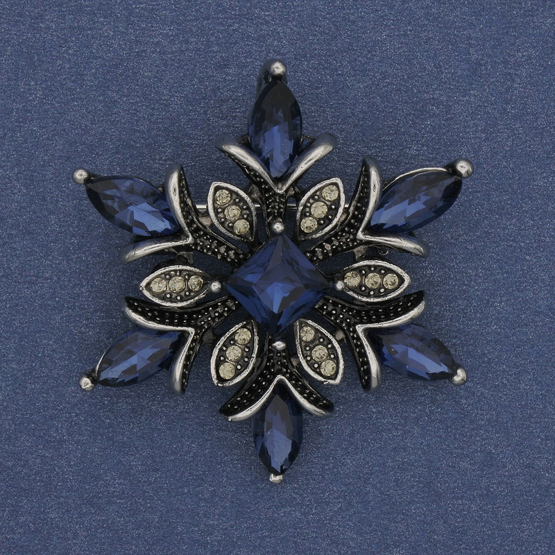 Spilla pendente «Accento» con strass, metallo argentato, 34 mm+