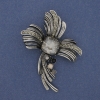 Spilla-pendente «Accento» con strass in metallo grigio-argento scuro 70×52 mm+