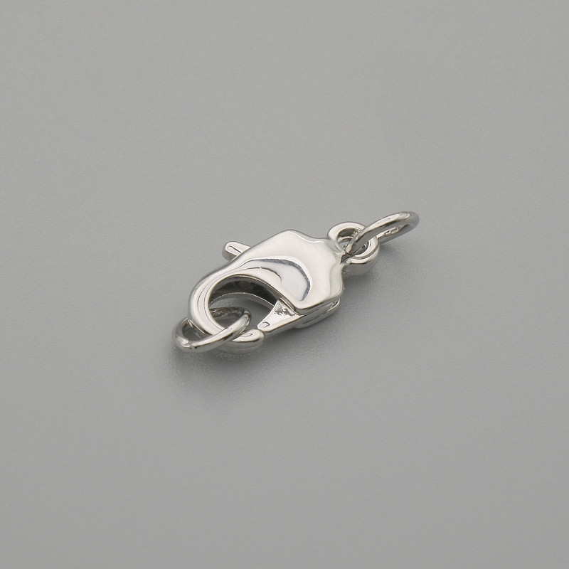 Chiusura moschettone 12×5 mm ± metallo argentato