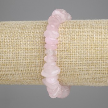 Bracciale granuli di quarzo rosa, diametro 11-14×5-6 mm, lunghezza 18 cm ± elastico
