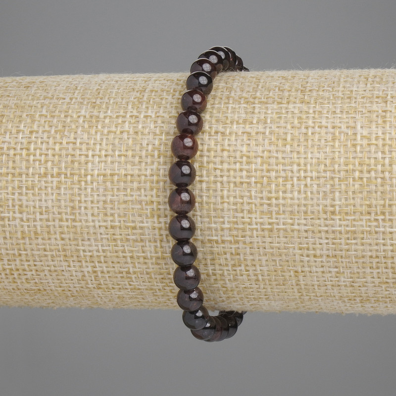 Bracciale in granato, palline lisce da 5 mm, lunghezza 18 cm +/- elastico
