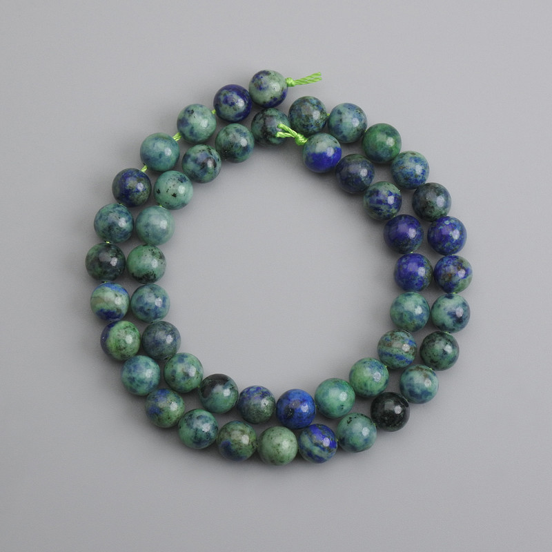 Perle di azzurrite, sfere lisce, diametro 8 mm ±, lunghezza 37 cm +