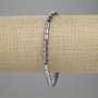 Bracciale in ematite, cilindri 5x4 mm, colore argento, lunghezza 18 cm, elastico