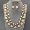 Set di collana e orecchini con smalto bianco, lunghezza 48 cm+