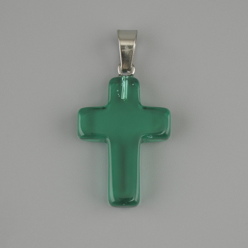 Pendente a croce in quarzo tinto 25×18 mm (+-), lunghezza 35 mm (+)