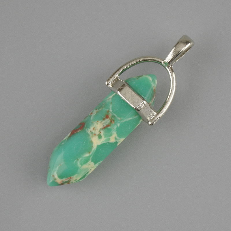 Pendente in varisite esagonale cristallo 30x8x41 mm+