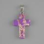Pendente a croce in varisite viola, 25x18 mm ±, lunghezza 36 mm+