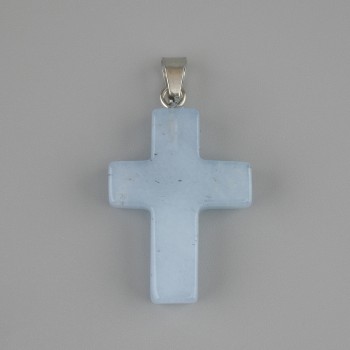 Ciondolo a croce con acquamarina 25×18 mm ±, lunghezza 36 mm ±