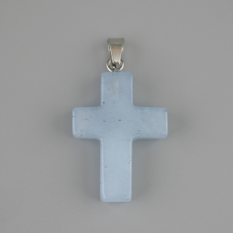 Ciondolo a croce con acquamarina 25×18 mm ±, lunghezza 36 mm ±