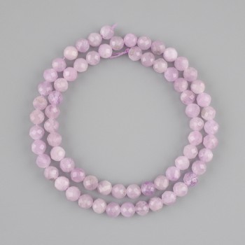 Perle di kunzite sfaccettate, diametro 6 mm ±, lunghezza 38 cm ±, su filo