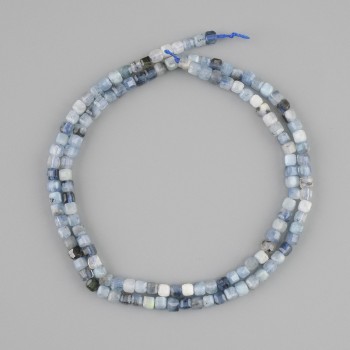 Perline Cianite cubo sfaccettato, diametro 3x3mm+-, lunghezza 39cm+