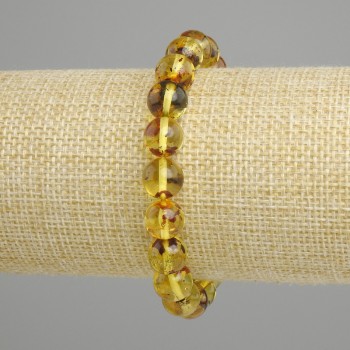 Bracciale Ambra sfera liscia, diametro 9mm+-, lunghezza 18cm stretch