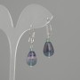 Orecchini Fluorite goccia, diametro 14x10mm+-, lunghezza 37mm+
