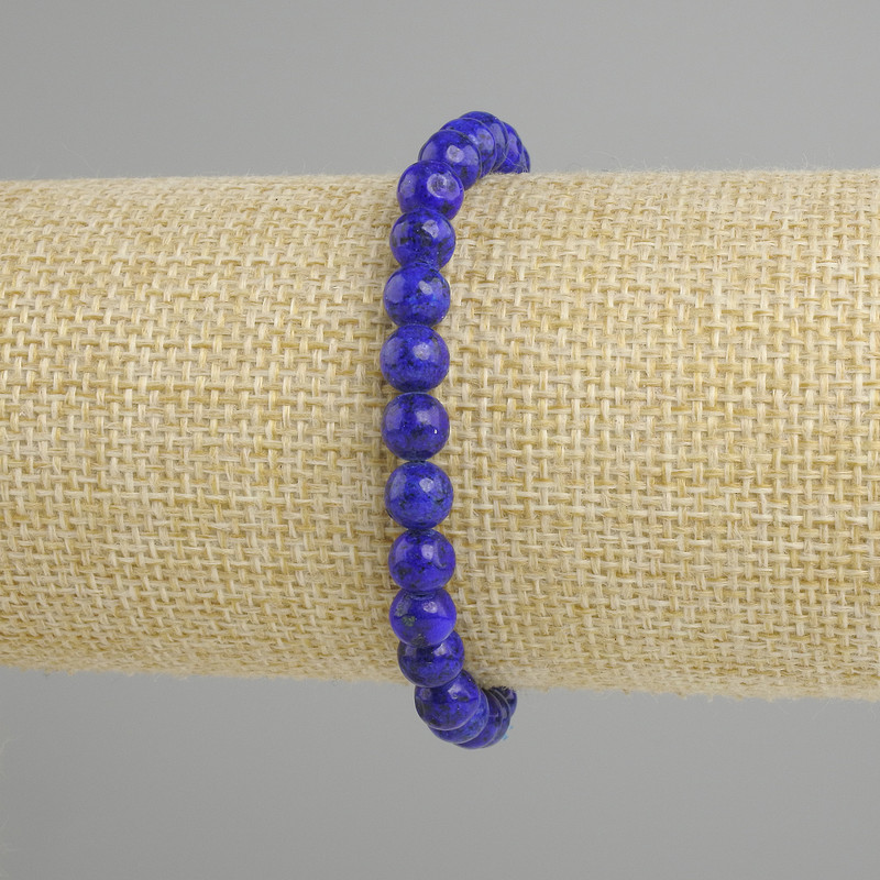 Bracciale Lapislazzuli (sintetico) sfera liscia, diametro 6mm+-, lunghezza 18cm+- elastico