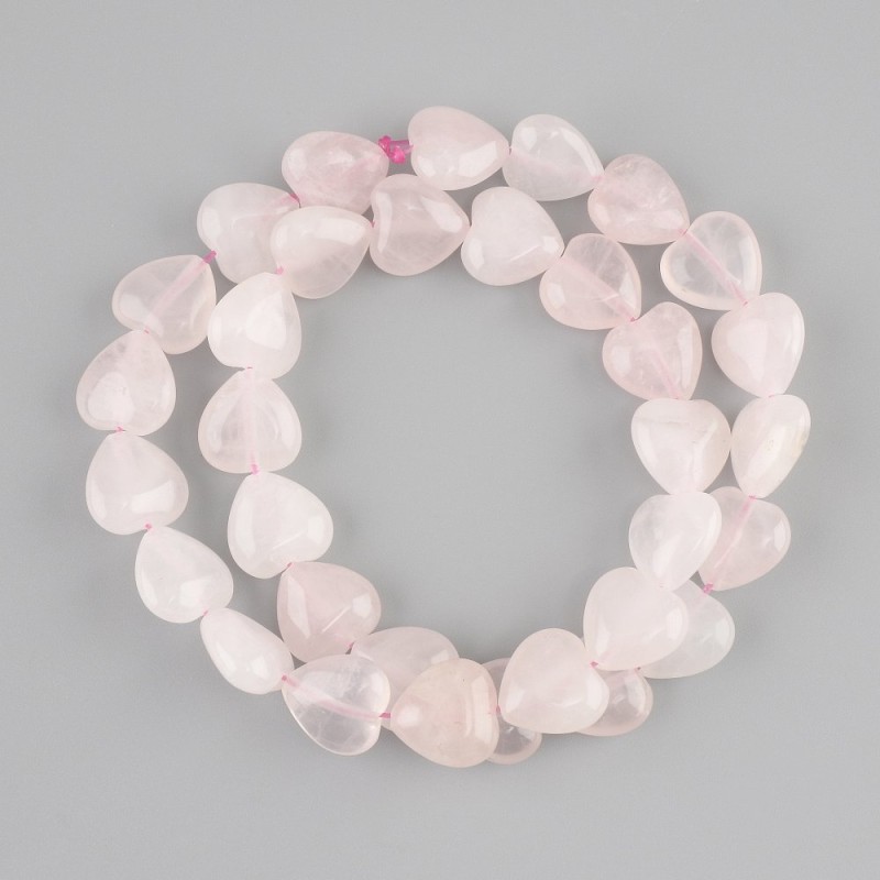 Perline quarzo rosa cuore, diametro 12x12mm+-, lunghezza 38cm+