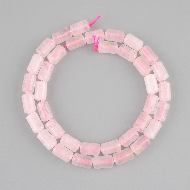Perline quarzo rosa cilindro, diametro 10x6mm+-, lunghezza 38cm+