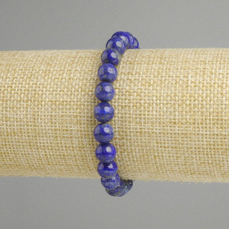 Bracciale Lapislazzuli sfera liscia, diametro 7mm+-, lunghezza 18cm+- stretch