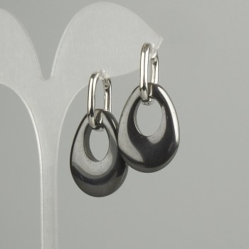 Orecchini Ciambella, lunghezza 35mm+- goccia Ematite, diametro 27x19mm+-, lunghezza 40mm+