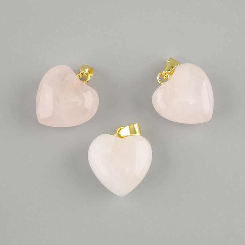 Ciondolo Cuore Quarzo Rosa 15x15x23mm+