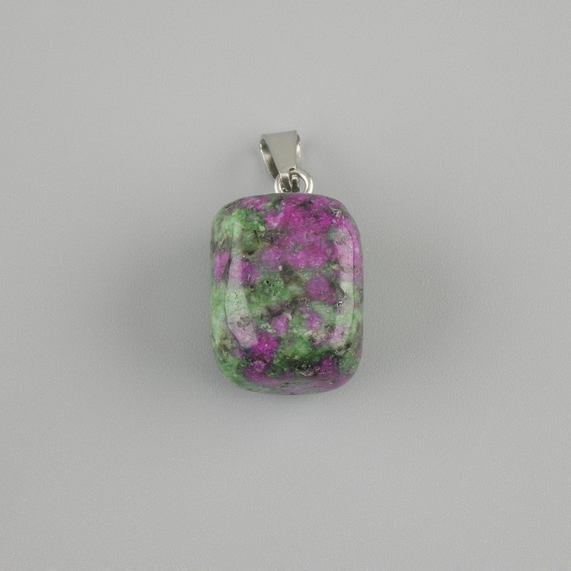 Pendente Totem zoisite blocco 14×11×11 mm ±, lunghezza circa 23 mm, dimensioni assortite