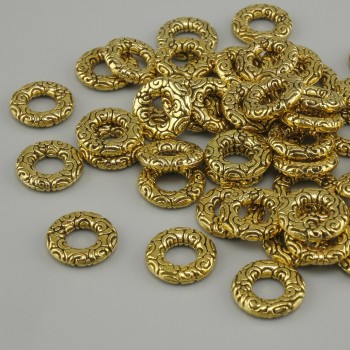 Componente perlina distanziatore colore metallo oro giallo, diametro 8mm+- foro, diametro 4mm+- confezione 20g (~44pz)